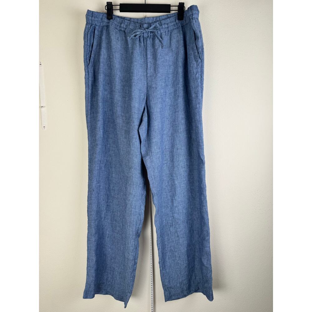 Charter Club 100% Linen Pull On Wide Leg Pants Blue Large - Picture 5 of 13